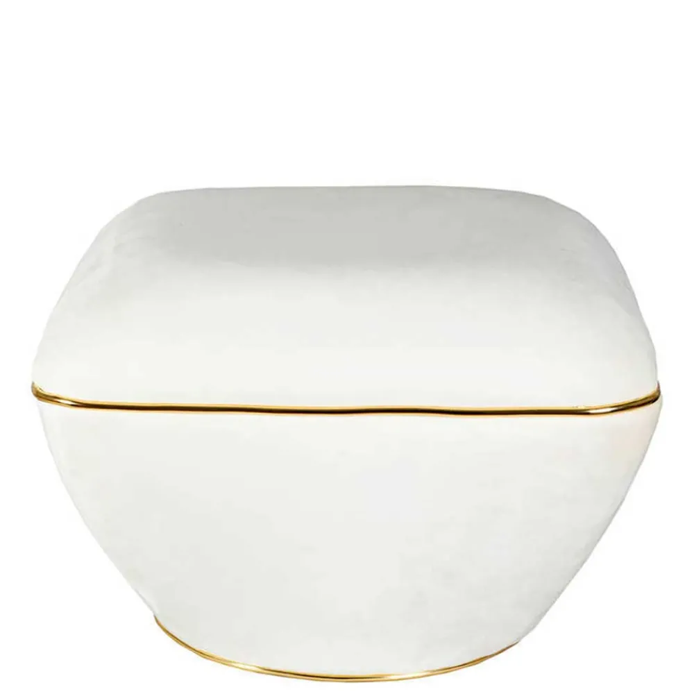 Wohnen Samtvelours Hocker in Cremeweiß - Cedrom