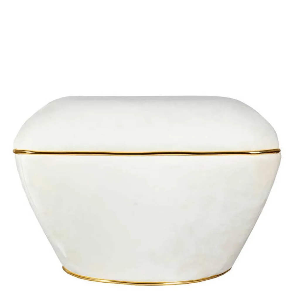 Wohnen Samtvelours Hocker in Cremeweiß - Cedrom