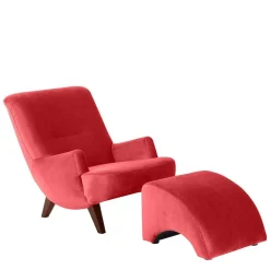 Wohnen Braune Möbel|Sessel & Hocker*Samtvelours Lesesessel in Rot - Haniata