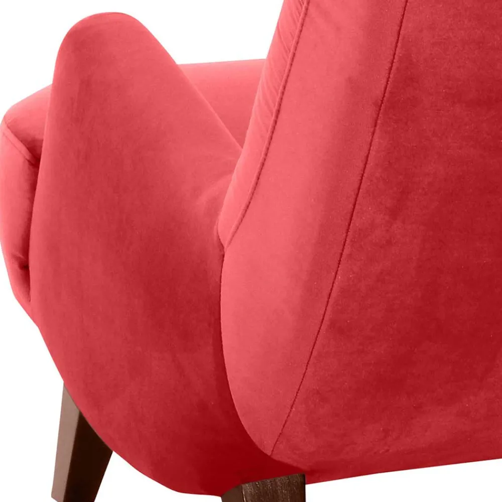 Wohnen Braune Möbel|Sessel & Hocker*Samtvelours Lesesessel in Rot - Haniata