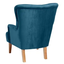 Wohnen Samtvelours Ohrensessel in Petrol Blau - Ilussiana