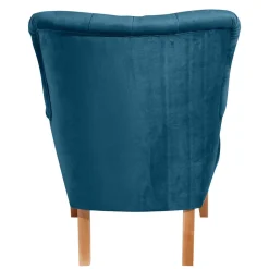 Wohnen Samtvelours Ohrensessel in Petrol Blau - Ilussiana