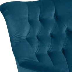 Wohnen Samtvelours Ohrensessel in Petrol Blau - Ilussiana