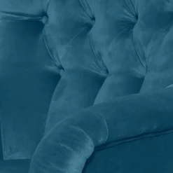 Wohnen Samtvelours Ohrensessel in Petrol Blau - Ilussiana