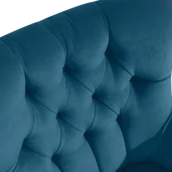 Wohnen Samtvelours Ohrensessel in Petrol Blau - Ilussiana