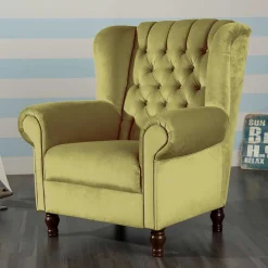 Wohnen Sessel|Chesterfield Möbel*Samtvelours Ohrensessel im Chesterfield Look - Erulina