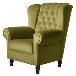 Wohnen Sessel|Chesterfield Möbel*Samtvelours Ohrensessel im Chesterfield Look - Erulina