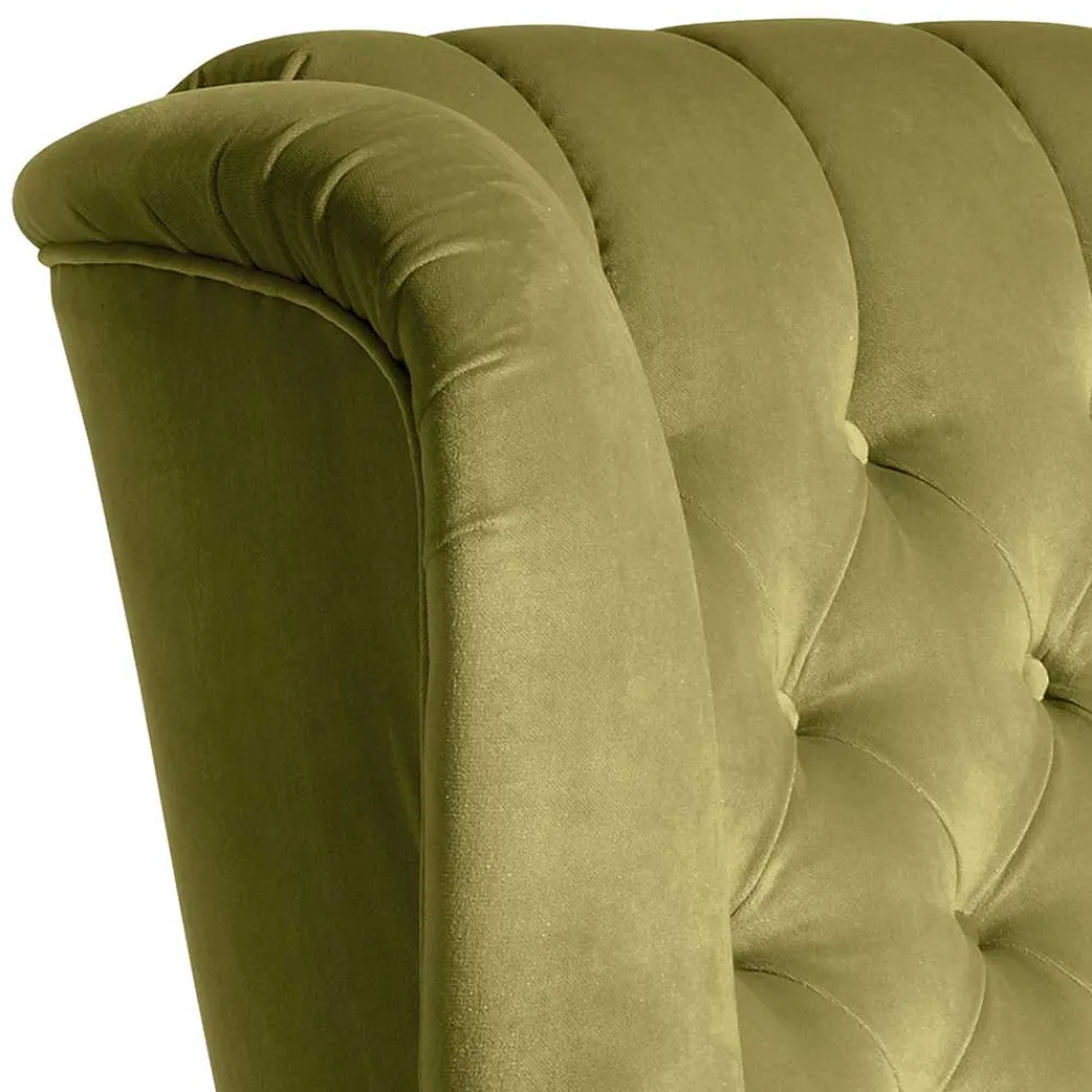 Wohnen Sessel|Chesterfield Möbel*Samtvelours Ohrensessel im Chesterfield Look - Erulina