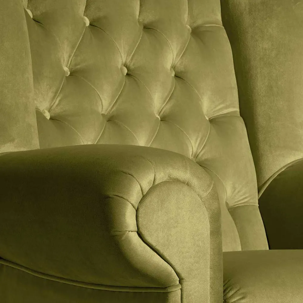 Wohnen Sessel|Chesterfield Möbel*Samtvelours Ohrensessel im Chesterfield Look - Erulina
