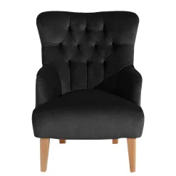Wohnen Vintage Möbel*Samtvelours Polstersessel in Schwarz - Jimalito