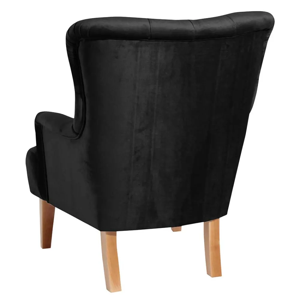 Wohnen Vintage Möbel*Samtvelours Polstersessel in Schwarz - Jimalito
