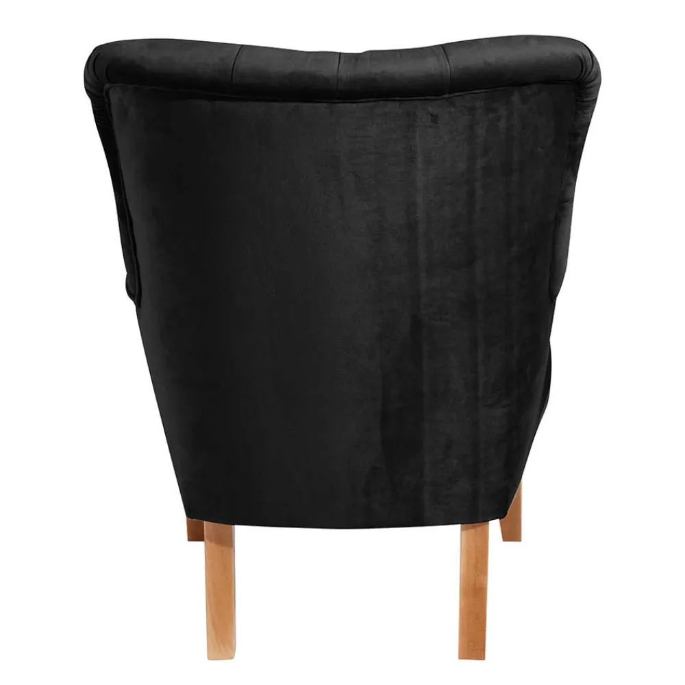 Wohnen Vintage Möbel*Samtvelours Polstersessel in Schwarz - Jimalito