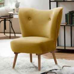 Wohnen Samtvelours Polstersessel in Gelb und Erle - Ranalda
