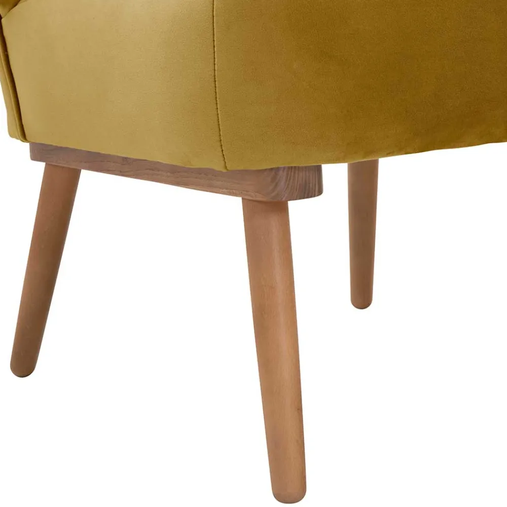 Wohnen Samtvelours Polstersessel in Gelb und Erle - Ranalda