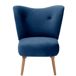 Wohnen Sessel & Hocker|Retro Möbel*Samtvelours Sessel in Dunkelblau und Erle - Tazza
