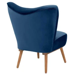 Wohnen Sessel & Hocker|Retro Möbel*Samtvelours Sessel in Dunkelblau und Erle - Tazza