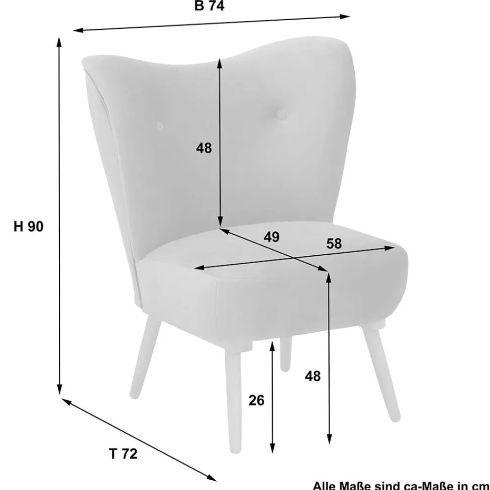 Wohnen Sessel & Hocker|Retro Möbel*Samtvelours Sessel in Dunkelblau und Erle - Tazza