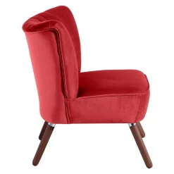 Wohnen Samtvelours Sessel in Rot und Nussbaum - Darand