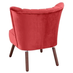 Wohnen Samtvelours Sessel in Rot und Nussbaum - Darand