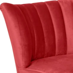 Wohnen Samtvelours Sessel in Rot und Nussbaum - Darand