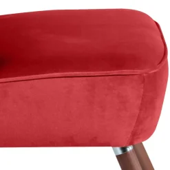Wohnen Samtvelours Sessel in Rot und Nussbaum - Darand