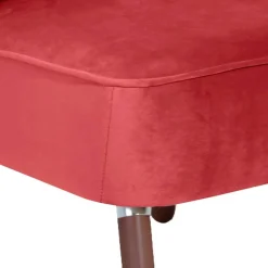 Wohnen Samtvelours Sessel in Rot und Nussbaum - Darand