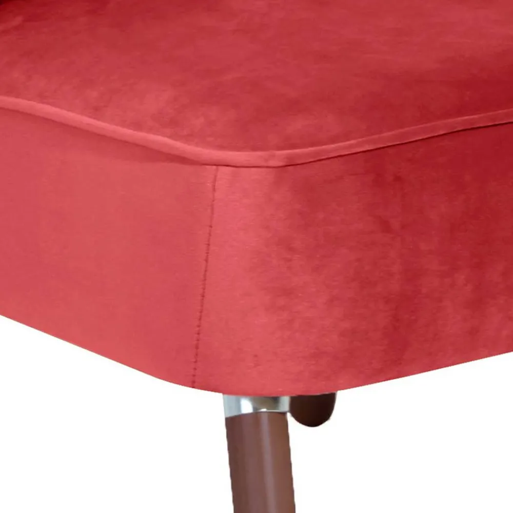 Wohnen Samtvelours Sessel in Rot und Nussbaum - Darand