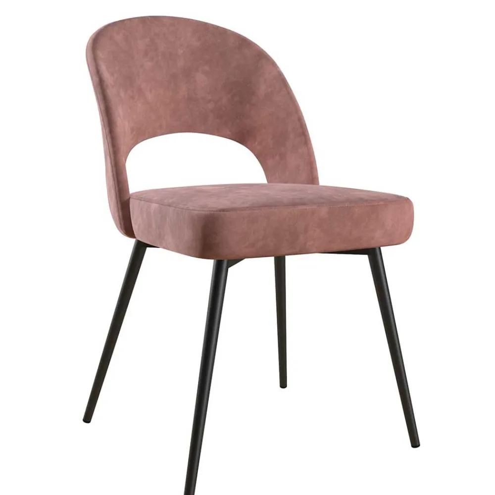 Wohnen Samtvelours Stuhl in Altrosa - Landhuis