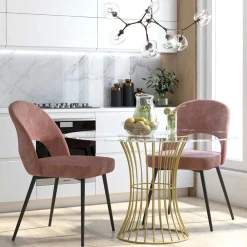 Wohnen Samtvelours Stuhl in Altrosa - Landhuis