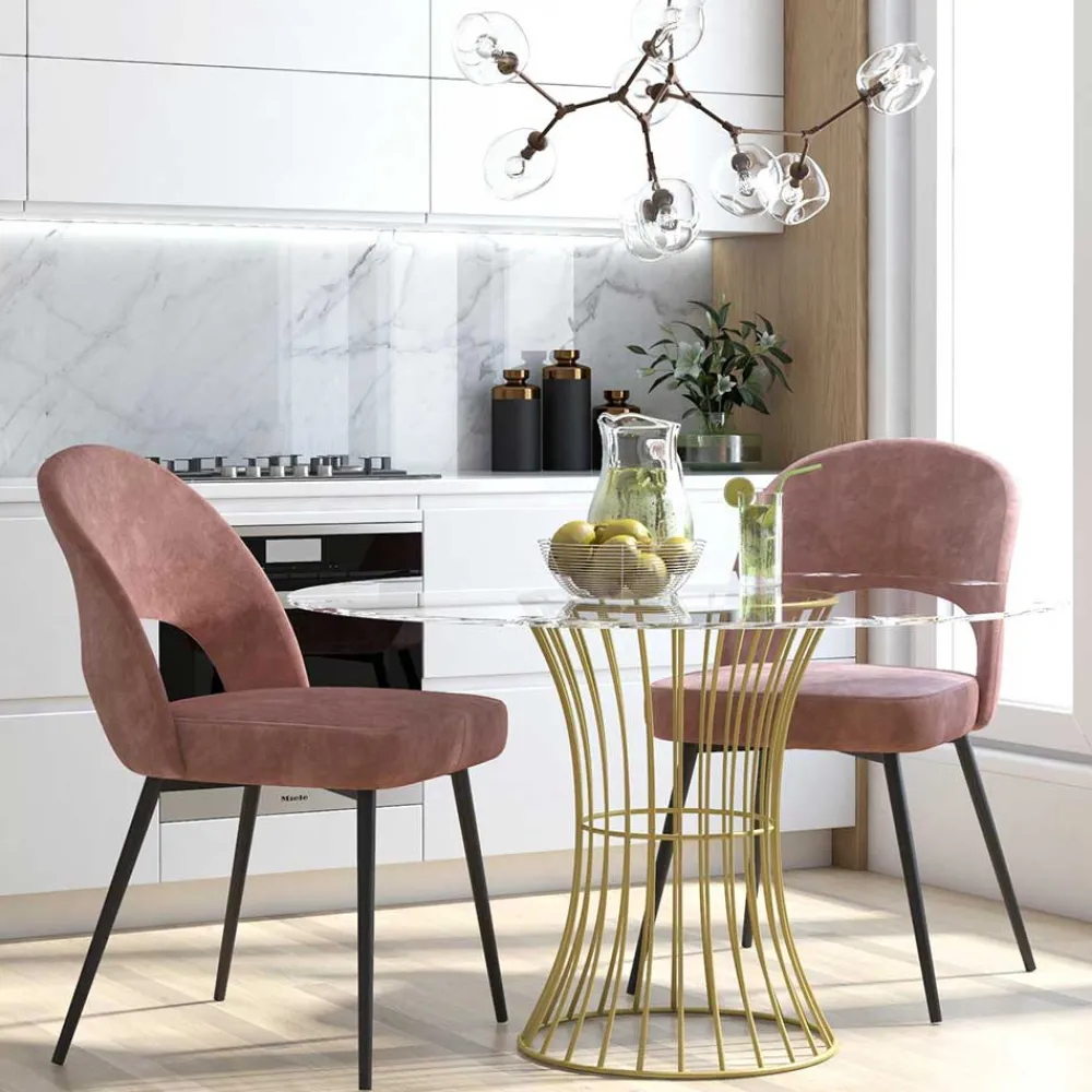 Wohnen Samtvelours Stuhl in Altrosa - Landhuis