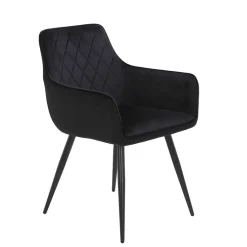 Wohnen Samtvelours Tischsessel in Schwarz - Laromain (2er Set)