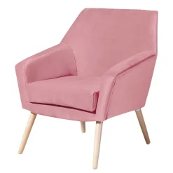 Wohnen Retro Möbel|Sessel & Hocker*Samtvelours Wohnzimmersessel in Rosa - Clona