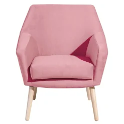 Wohnen Retro Möbel|Sessel & Hocker*Samtvelours Wohnzimmersessel in Rosa - Clona