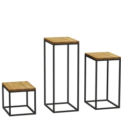 Wohnen 3-Satz Beistelltisch aus Wildeiche - Deliana (dreiteilig)