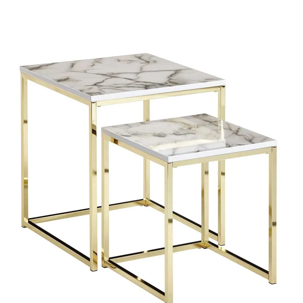 Wohnen Küchentische|Esszimmertische*2-Satz Couchtisch in Marmor Optik - Vilanda (zweiteilig)