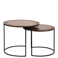 Wohnen Küchentische|Esszimmertische*2-Satz Tisch in Gold & Schwarz - Chace (zweiteilig)