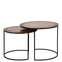 Wohnen Küchentische|Esszimmertische*2-Satz Tisch in Gold & Schwarz - Chace (zweiteilig)