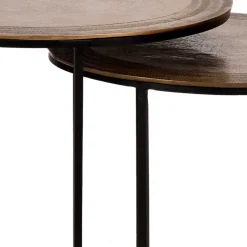 Wohnen Küchentische|Esszimmertische*2-Satz Tisch in Gold & Schwarz - Chace (zweiteilig)