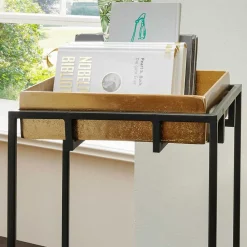 Wohnen Blumensäulen*2-Satz-Tisch in Bronze Gold & Schwarz - Fagnetta (zweiteilig)