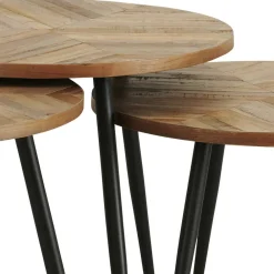 Wohnen 3-Satz-Tisch in White Wash Teak - Cancano (dreiteilig)