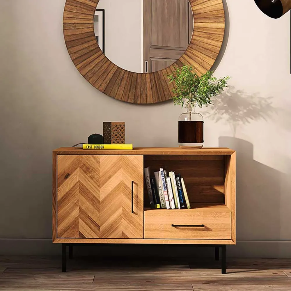 Wohnen Scandi Chic Kommode aus Wildeiche & Metall - Kerfa