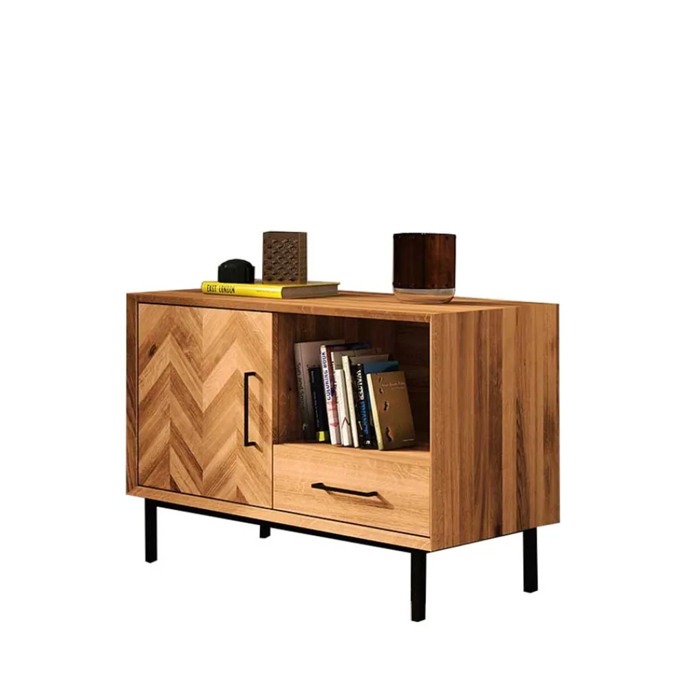 Wohnen Scandi Chic Kommode aus Wildeiche & Metall - Kerfa
