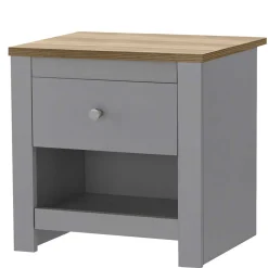 Wohnen Kommoden|Nachttische*Scandi Chic Nachtkommode in Grau mit Eiche - Donia