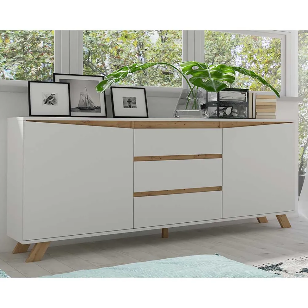 Wohnen Scandi Chic Sideboard in Weiß - Cady