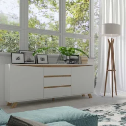 Wohnen Scandi Chic Sideboard in Weiß - Cady
