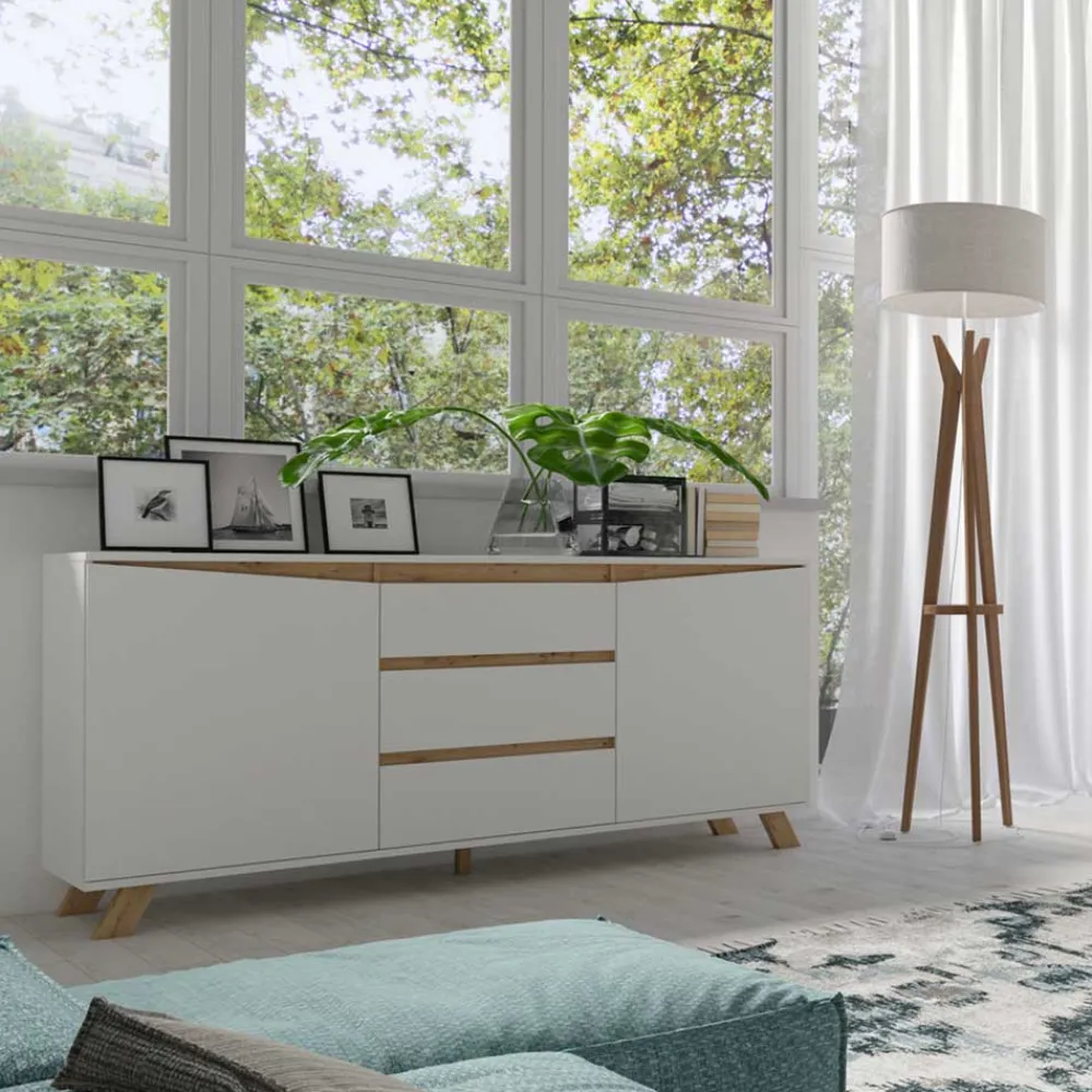 Wohnen Scandi Chic Sideboard in Weiß - Cady