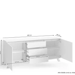 Wohnen Scandi Chic Sideboard in Weiß - Cady
