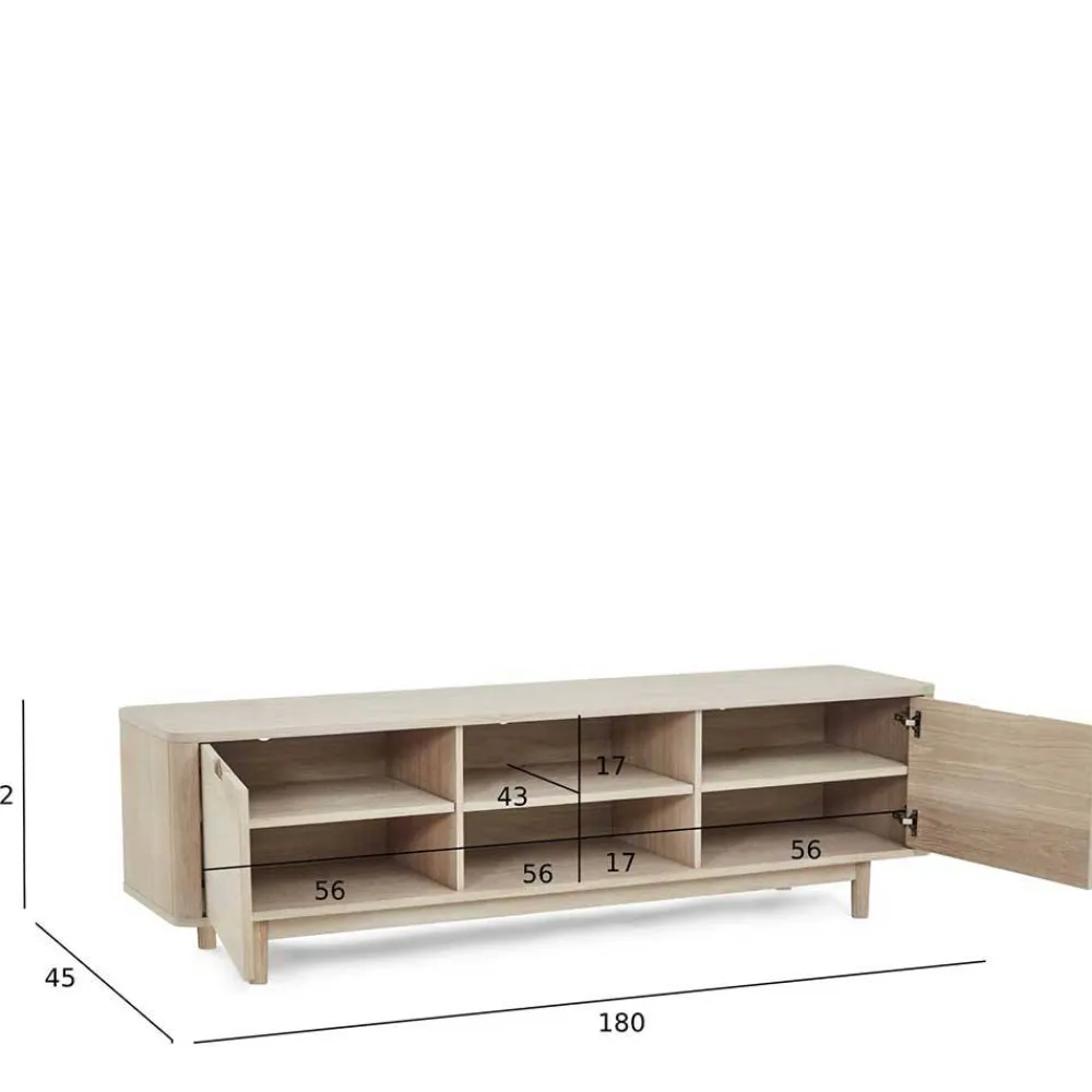 Wohnen Tv & Hifi-Möbel|Tv & Hifi-Möbel*Scandi Chic TV Lowboard in Eiche Weiß - Rosanna