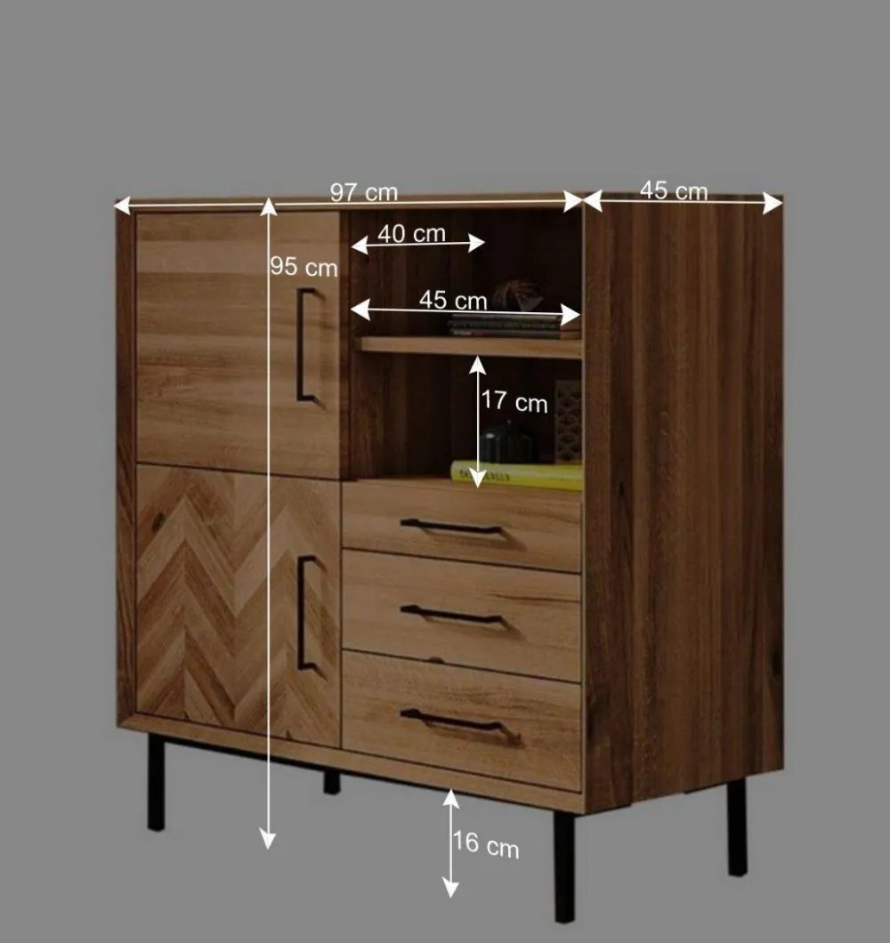 Wohnen Scandi Design Kommode aus Naturholz Wildeiche - Kerfa