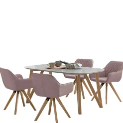 Wohnen Scandi Essgruppe mit 4 Tischsesseln - Restania (fünfteilig)